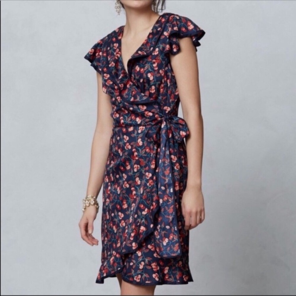 Hi there faux wrap cherry dress karen walker